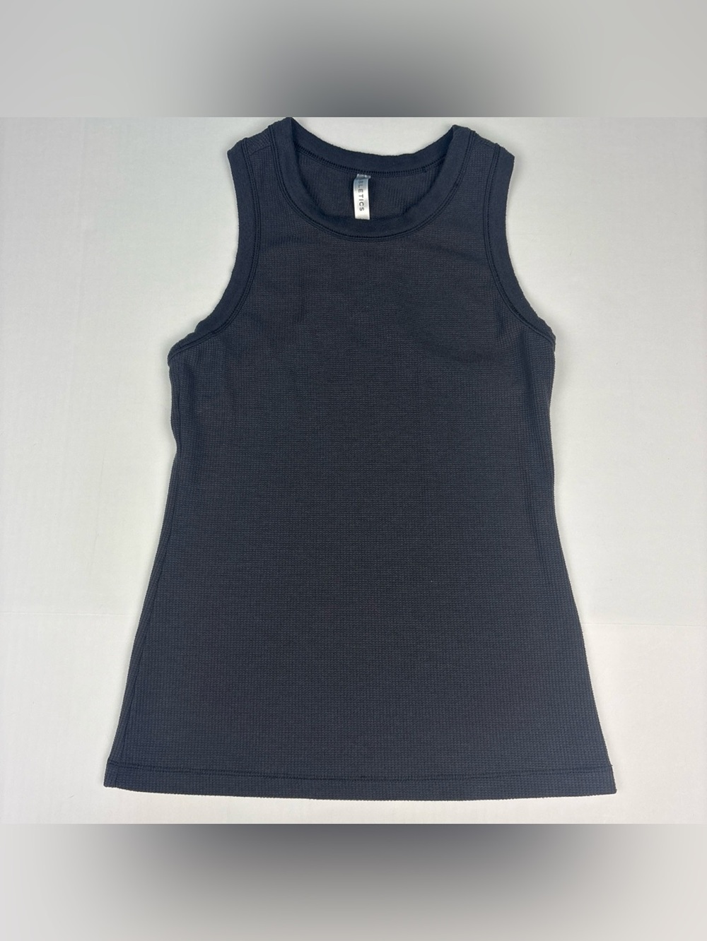Fabletics Women Small Tank Top Dark Gray Racerback Waffle Workout Cotton Blend